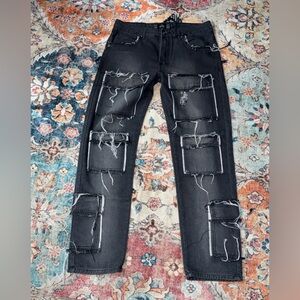 Rebel vengeance Distressed Black baggy Men Jeans Sz 32